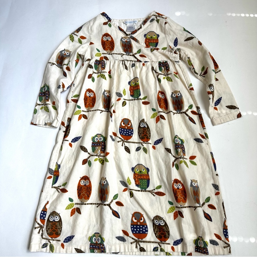 The Company Store Girls’ Flannel Owl Dress 8